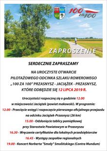 Zaproszenie na otwarcie szlaku rowerowego „100 za 100”